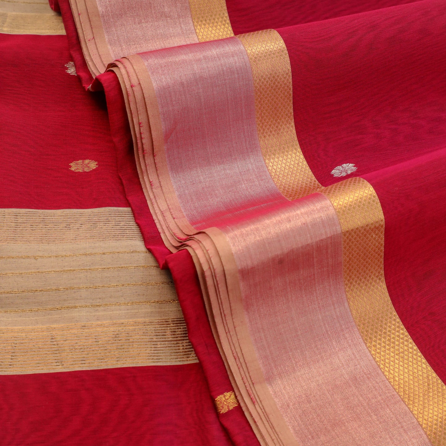 SEEMA - Maroon Cotton Silk Maheshwari Saree