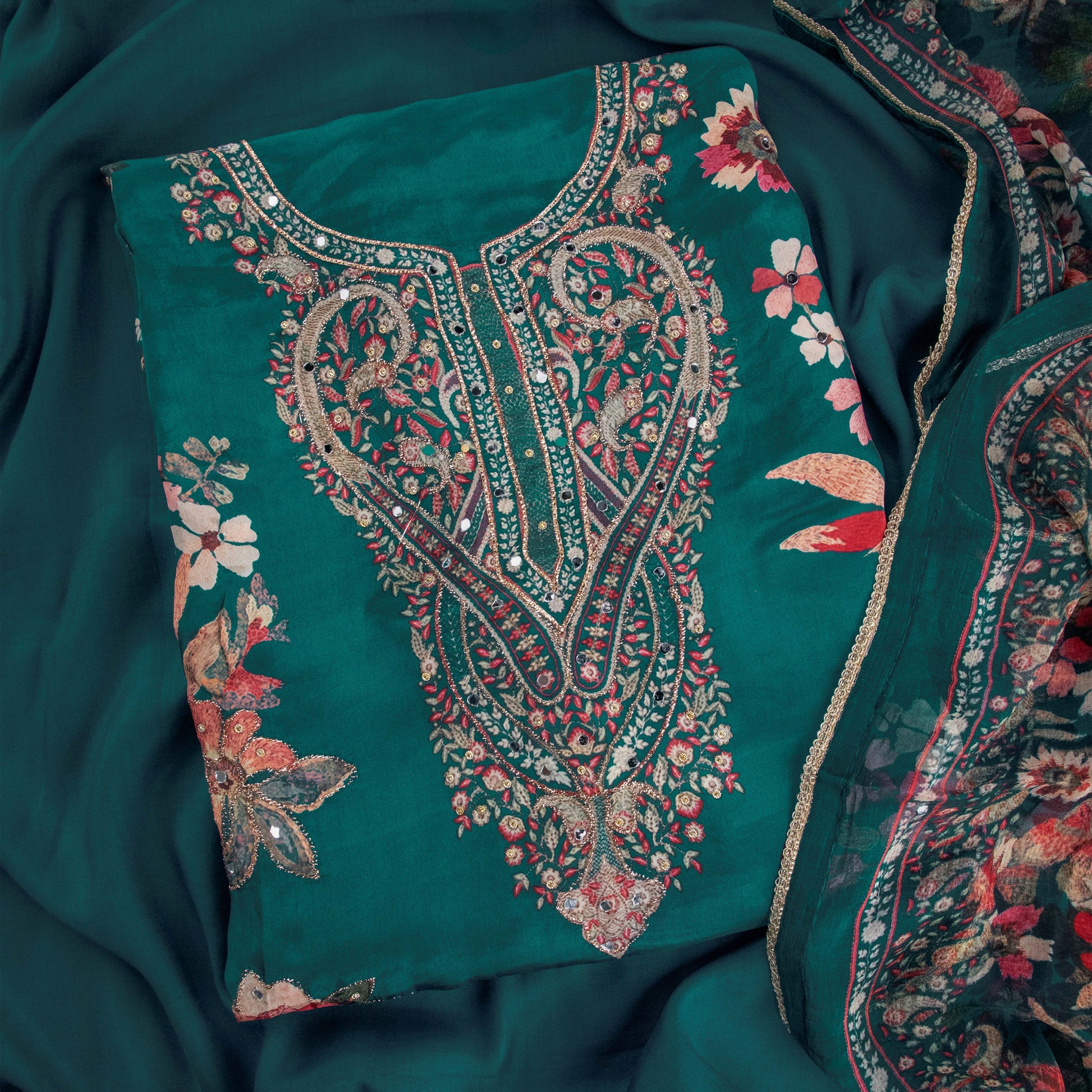 SHRADDHA - Peacock Blue Kurta Set