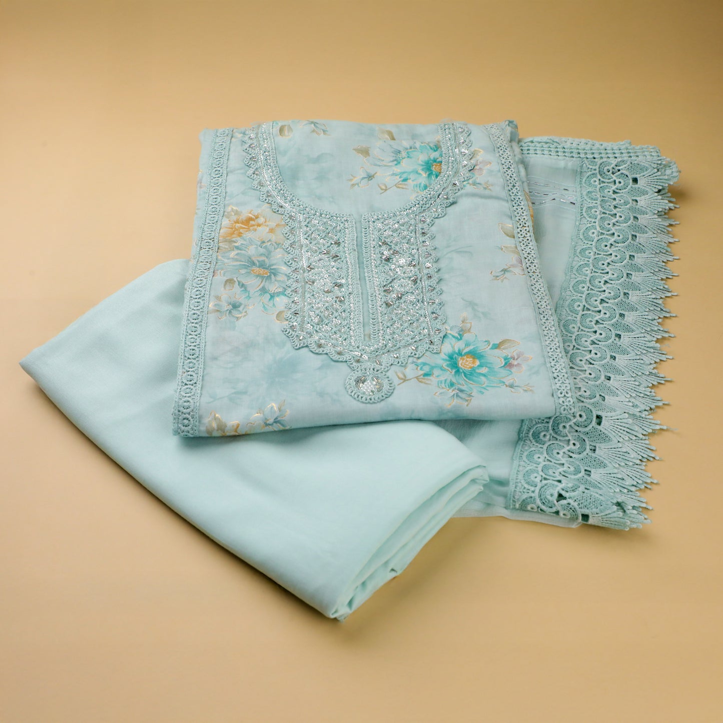 SUHANA – Sky Blue Cotton Suit Set