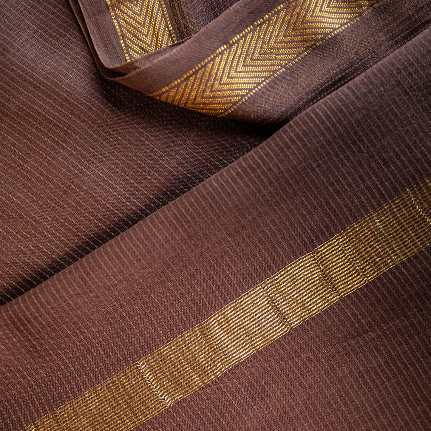 SAANJH - Brown Chanderi Cotton Silk Saree