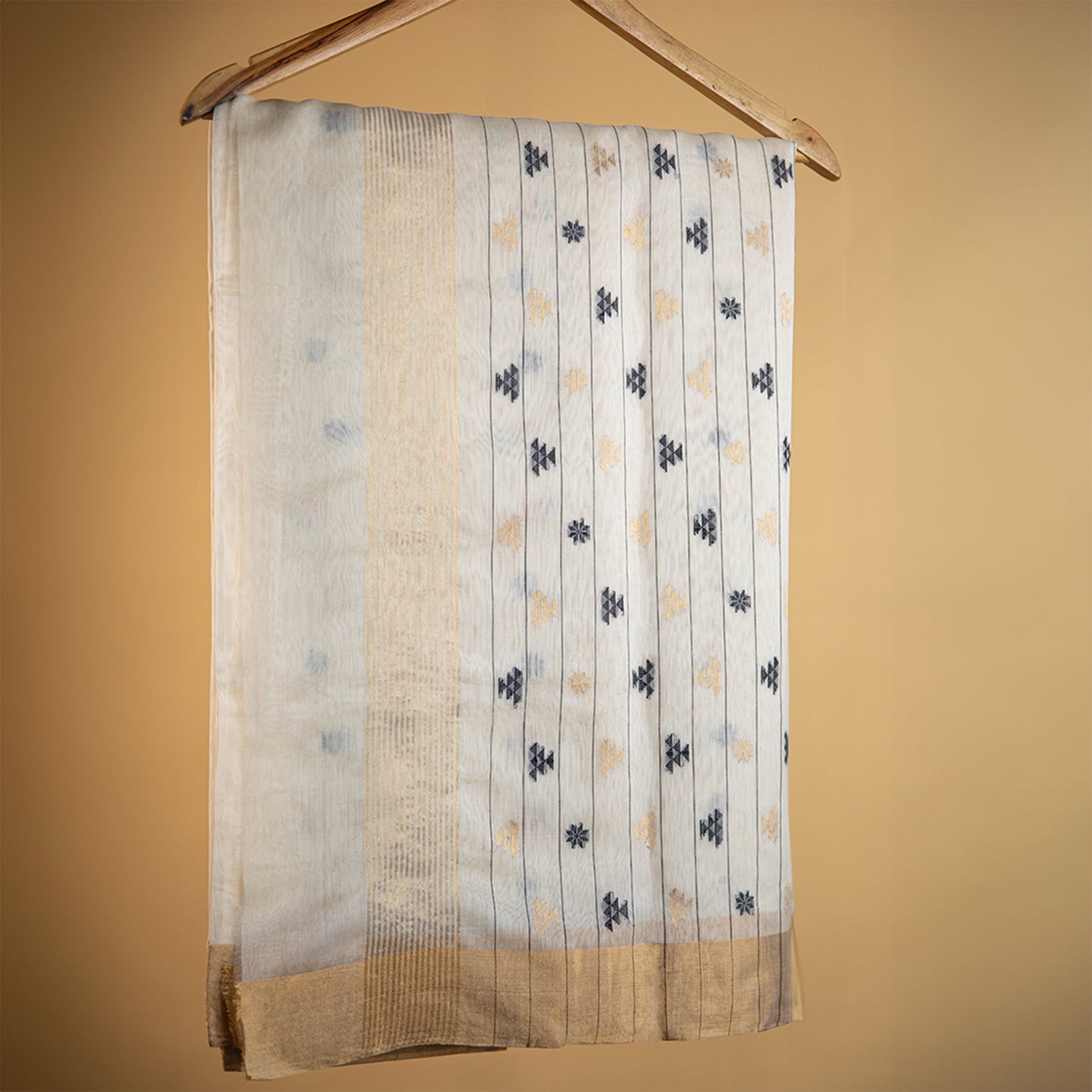 Chanderi Cotton Silk saree with a golden border