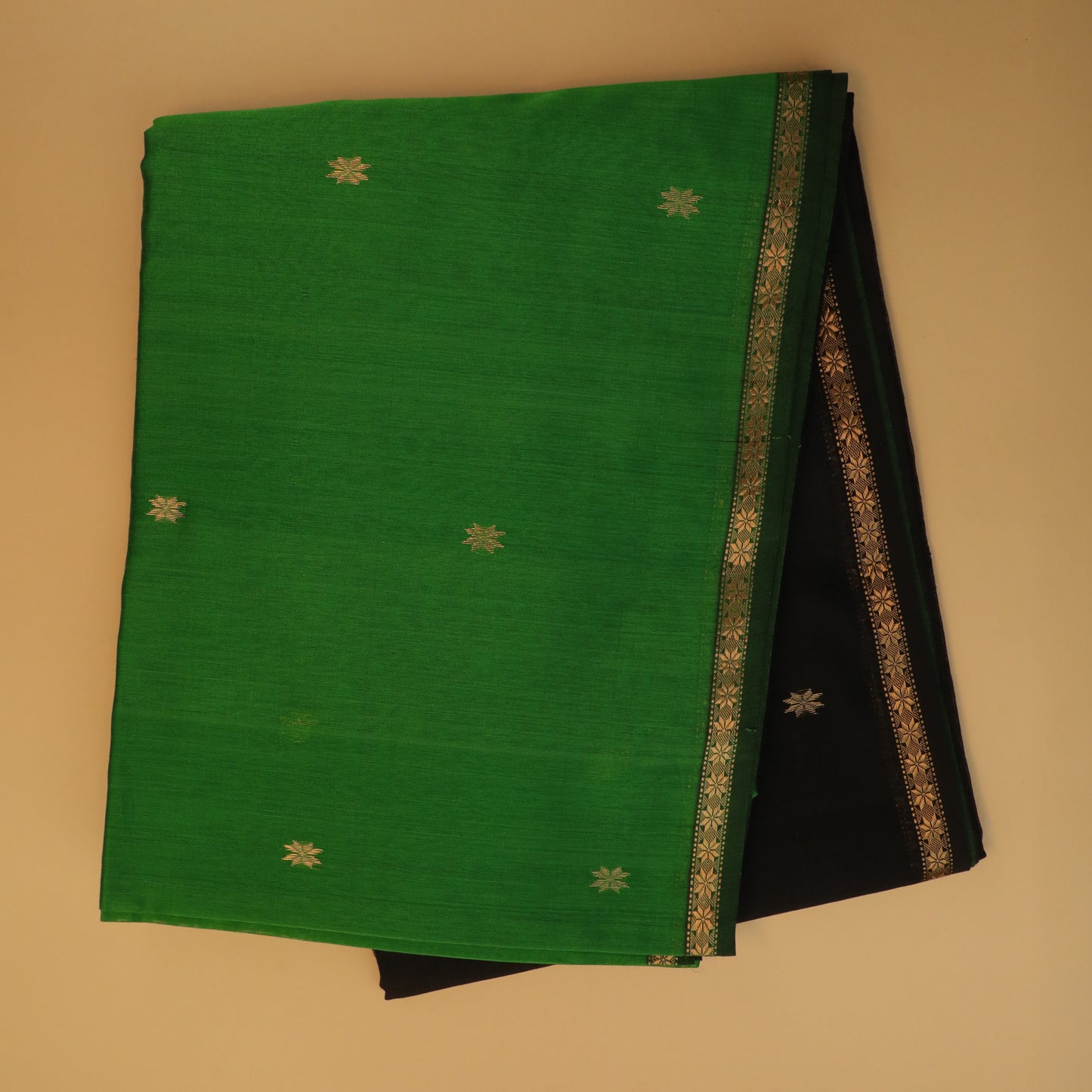 TANVI - Green Cotton Silk Maheshwari Saree